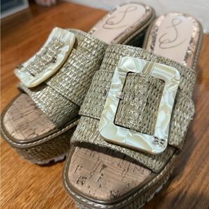 Sam Edelman Livi Rattan Wedge Summer Sandal